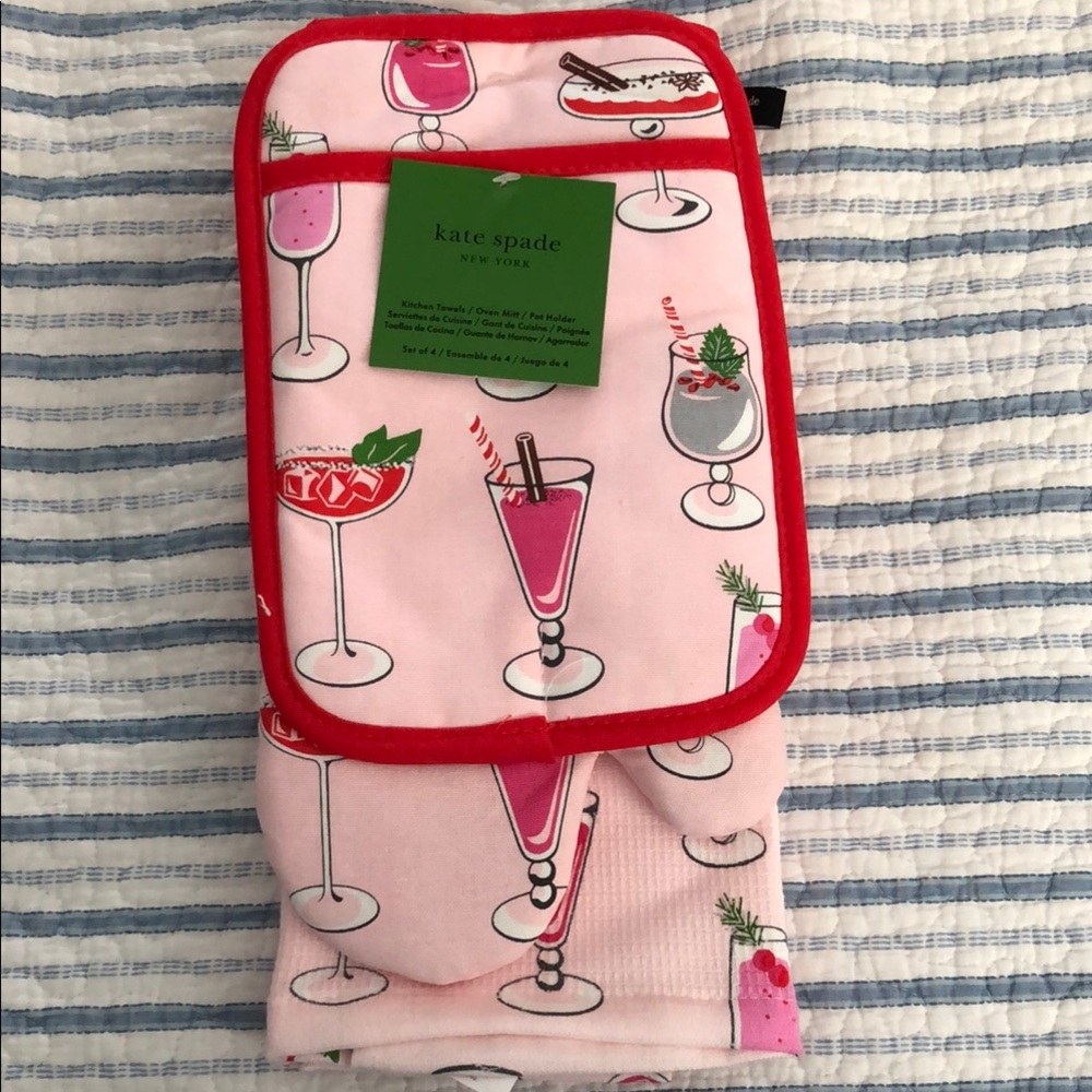 Kate Spade Pink Cocktail Print Oven Mitt